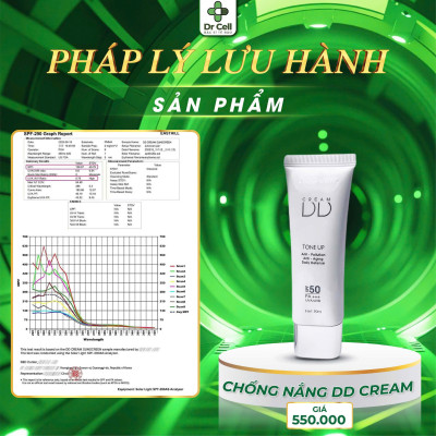Kem Chống Nắng DD Cream DR CELL 50ml chống nắng bảo vệ da, dưỡng ẩm, nâng tone che khuyết điểm - Hàng Chính Hãng