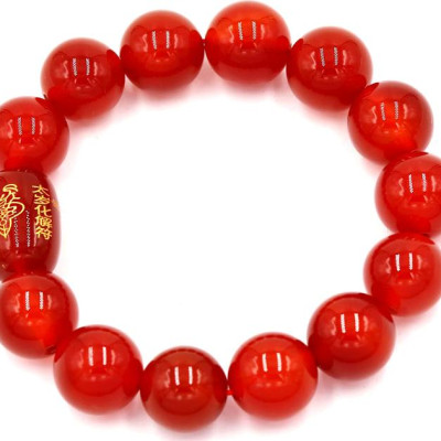 Vòng tay chuỗi hạt mã não đỏ 14 ly Thái tuế phù DTTH14