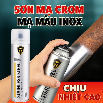 Sơn Xịt Mạ Inox Crom Chịu Nhiệt Loại Xịn – Siêu Bóng Chịu Nhiệt Cao, Dùng Cho Bô Xe, Động Cơ, Chống Rỉ Sét