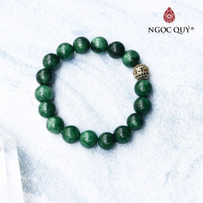 Vòng đá thiên nhiên hạt 10mm phối charm hợp kim đính đá - Ngọc Quý