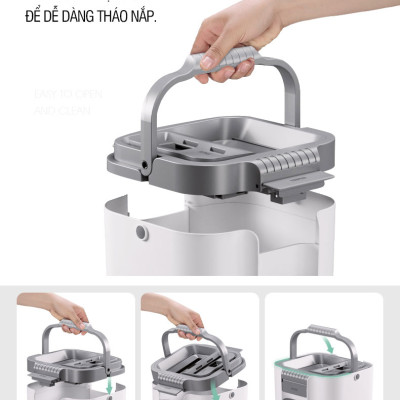 Bộ lau nhà GOSO Plus có thùng lau nhà 2 ngăn tự vắt, cây lau nhà xoay 360 độ giúp lau sàn làm sạch