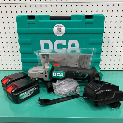 MÁY MÀI GÓC KHÔNG CHỔI THAN DÙNG PIN 20VMAX/4AH*2 SẠC 2A DCA ADSM06-100EM -  HÀNG CHÍNH HÃNG