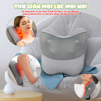 Gối massage lưng và cổ vai gáy hồng ngoại Booster Boluojun ST-1203