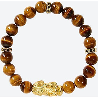 Vòng thạch anh mắt hổ phối tỳ hưu bạc mạ vàng