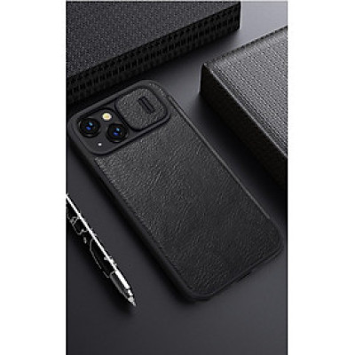Bao da dành cho iPhone 14 Plus hàng chính hãng Nillkin QIN có nắp trượt bảo vệ camera - Hàng nhập khẩu