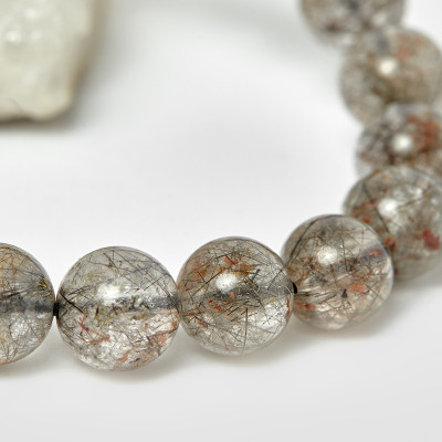 Vòng thạch anh ưu linh tóc đen hạt 9mm, đk 52mm mệnh thủy, mộc - Ngọc Quý Gemstones