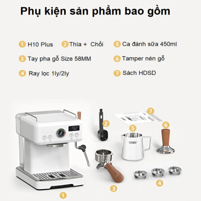 Máy pha cà phê Espresso chuyên nghiệp thương hiệu Mỹ cao cấp HiBREW H10 Plus - Hàng Nhập Khẩu