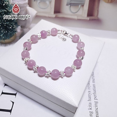 Vòng thạch anh hồng madagascar 8mm phối charm bạc mệnh hỏa, thổ - Ngọc Quý Gemstones