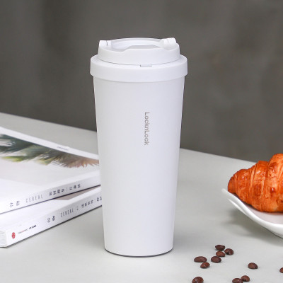 Ly giữ nhiệt LocknLock 550ml màu trắng LHC3249WHT - Hàng chính hãng, mở nắp một chạm, chất liệu thép không gỉ miệng ly rộng - JoyMall