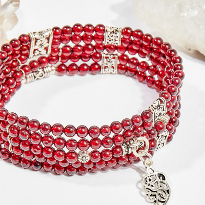 Vòng chuỗi hạt đeo tay 5 line đá garnet 4mm mệnh hỏa , thổ - Ngọc Quý Gemstones