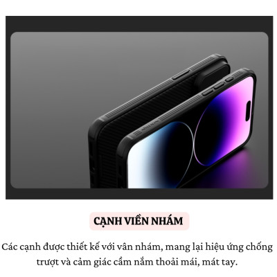Ốp lưng chống sốc nắp trượt bảo vệ camera cho iPhone 16 / 16 Plus / 16 Pro / 16 Pro Max hiệu Nillkin Camshield - Viền TPU, đệm khí chống sốc, Lưng nhám PC - Hàng nhập khẩu