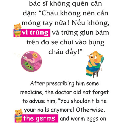 Sách Truyện Tranh Song Ngữ Việt Anh Cho Bé - Cắn Móng Tay Là Xấu Lắm Đấy