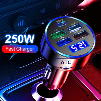 Tẩu SạcÔ Tô 5 Cổng USB Nhanh – Cốc Sạc Thông Minh Qualcomm 3.0 Cho Xe 12V-24V, ĐÈN TRANG TRÍ , ĐỒNG HỒ TREO TƯỜNG