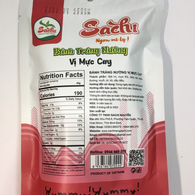 Bánh Tráng Nướng Tẩm Vị Mực Cay Sachi 45gram