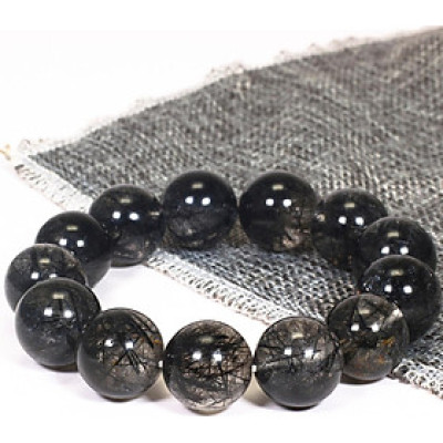 Vòng tay đá thạch anh tóc đen size hạt 17mm mệnh thủy, mộc - Ngọc Quý Gemstones