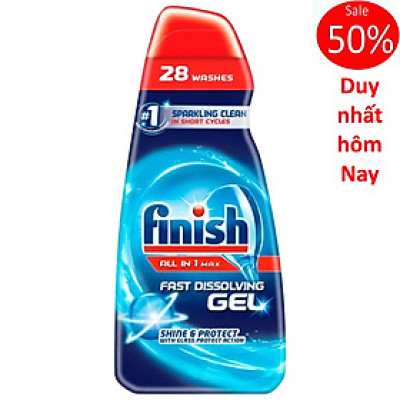 Gel rửa chén bát Finish 1.4L All in 1 Max dùng cho máy, Xà phòng Gel rửa bát Finish Classic 1.5L, Gel Finish Eco 900ml, Gel Finish All in one Max 700ml 