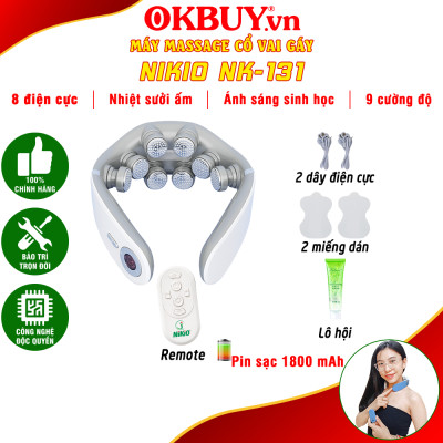 Máy massage cổ xung điện 8D Nikio NK-131 - Rung nóng kết hợp ánh sáng sinh học