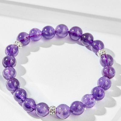 Vòng tay thạch anh tím charm hoa văn Ngọc Quý Gemstones