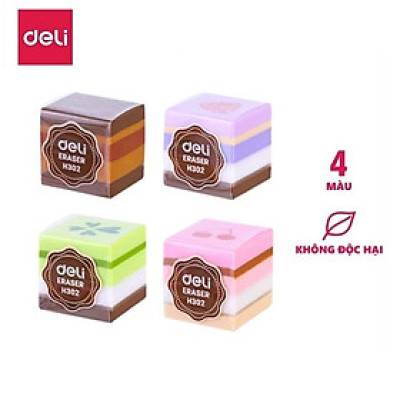 Set 4 viên tẩy bánh kem Deli H302 / Gôm tẩy màu hình thạch bánh kem Deli 302