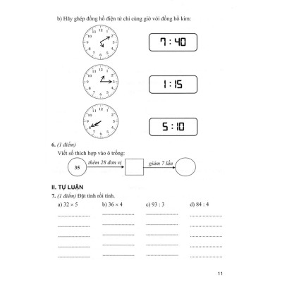 Bộ Đề Kiểm Tra Môn Toán Lớp 3 (Dùng Kèm SGK  Kết Nối Tri Thức Với Cuộc Sống)