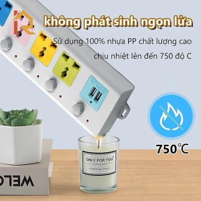 Ổ Điện Thái Lan Đa Năng 4 Ổ Cắm Và 2 Cổng Usb Sạc Dây Dài 1M5 Tiện Dụng