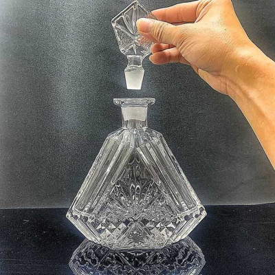 Chai Pha Lê Đựng Rượu 500ML cao cấp cực dày mẫu tam giác – nắp đặc mài nguyên khối - kín khí không cần gioăng – Chai Đựng Rượu Đẹp decor (P1) 