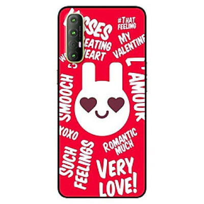 Ốp lưng dành cho Oppo Reno 3 Pro mẫu Thỏ LOVE Đỏ