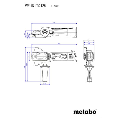 Máy Mài Góc Đầu Dẹt Không Dây Metabo WF 18 LTX 125 QUICK