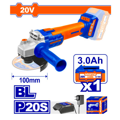 MÁY MÀI GÓC DÙNG PIN 20V (KHÔNG CHỔI THAN) WLAPM11 WADFOW (KÈM 1 PIN 3 AH & SẠC) - HÀNG CHÍNH HÃNG