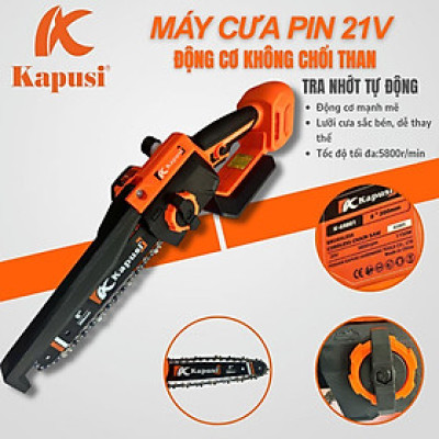 MÁY CƯA XÍCH DÙNG PIN 21V KAPUSI LƯỠI 8" - CẮT MỌI LOẠI GỖ, NHẸ NHÀNG – LINH HOẠT – MẠNH MẼ!