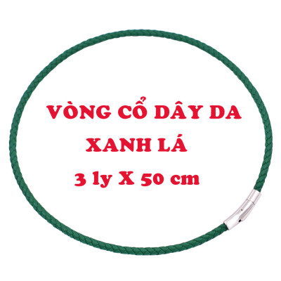 Mặt dây chuyền Phật A di đà đá xanh 2.2 x 3.6cm ( size trung ) kèm vòng cổ dây da xanh lá + móc inox, Phật bản mệnh