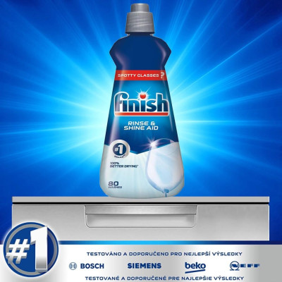 Combo 2 chai nước làm bóng và khô bát, đĩa Finish nhập khẩu Châu Âu Dishwasher Rinse & Shine Aid Regular 400ml (2x400ml)