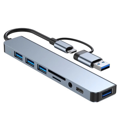 Bộ Chuyển Đổi Hub USB C Hub 8 Trong 1 Type C 3.1 Sang USB 3.0/ Type C/ Đọc Thẻ SD / TF Cho MacBook Notebook Laptop Máy Tính - Hàng Nhập Khẩu