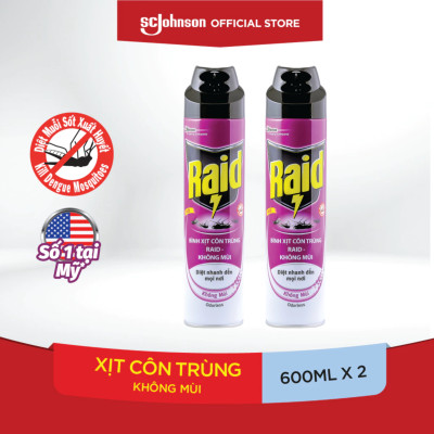 Combo 2 Bình Xịt Côn Trùng RAID Không Mùi 520ml