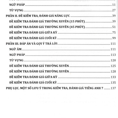 Đề kiểm tra đánh giá năng lực môn tiếng anh lớp 7