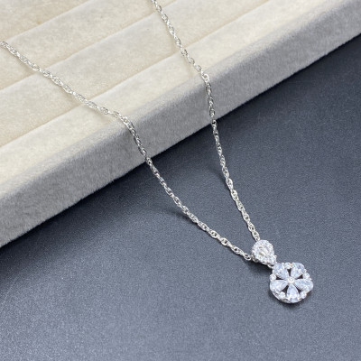 Dây Chuyền Bạc Nữ Dây Xoắn Kép Hoa 5 Cánh Bạc Hiểu Minh DMD559