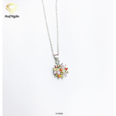 Dây chuyền bạc Ý 925 Huệ Ngân -Hoa đá D160008-M