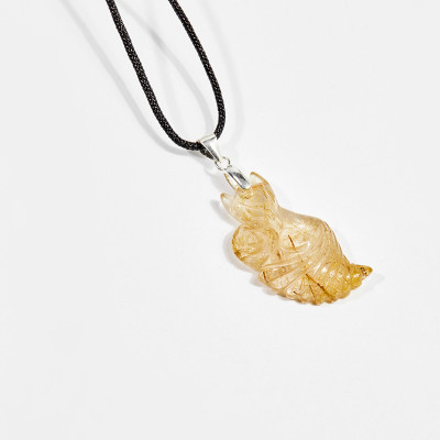 Dây chuyền phong thủy đá thạch anh tóc vàng hồ ly 9 đuôi 2.8cm mệnh thủy , kim - Ngọc Quý Gemstones