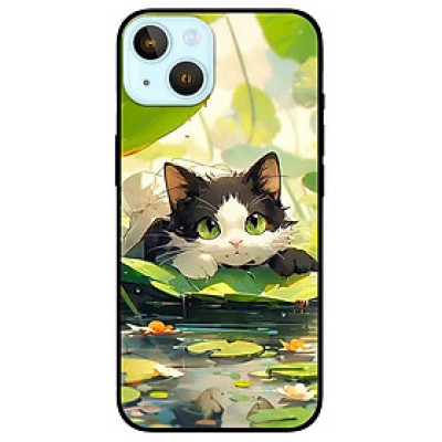 Ốp lưng cho IPhone 14 - 14 Plus - 14 Pro - 14 Pro Max - Mèo Tam Thể Lá Sen - Hàng Chính Hãng