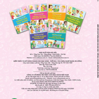 Combo 4 Quyển Kiến Thức Và Kỹ Năng Dành Cho Học Sinh: Thể Dục, Vui Chơi, Nghỉ Ngơi, Ăn Uống + Giữ Gìn Vệ Sinh + Sức Khoẻ Và Bệnh Thường Gặp + An Toàn Ở Nhà, Ra Đường, Trong Trường