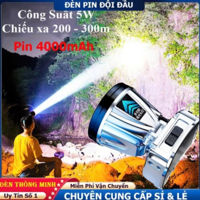 ĐÈN PIN SẠC ĐỘI ĐẦU ĐỘ PIN LÊN SÁNG XUYÊN ĐÊM SOI CUA CÁ ẾCH THUẬN TIỆN CHO MỌI NHÀ