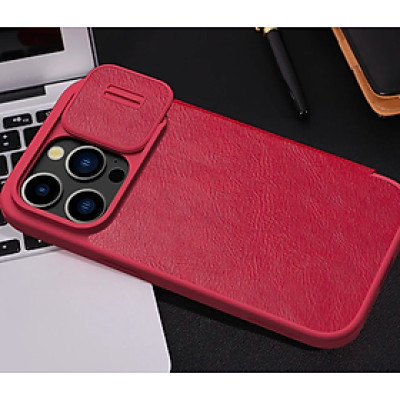 Bao da dành cho iPhone 15 Pro Max, 15 Pro hàng chính hãng Nillkin QIN có nắp trượt bảo vệ camera - Hàng nhập khẩu