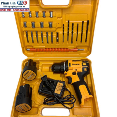 Máy Khoan Pin Hukan 18V  KHÔNG CHỔI THAN Tặng Kèm 23 Chi Tiết