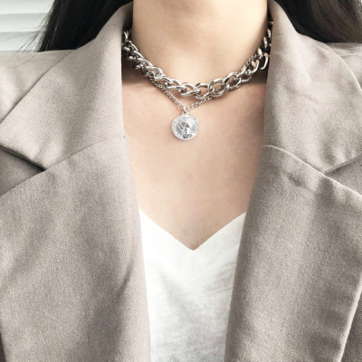 Dây chuyền bản to xích 2 tầng ấn tượng rock roll cá tính