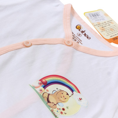 Bộ sơ sinh 100% Cotton cổ tim ngắn viền màu BABIBOO - BBC15