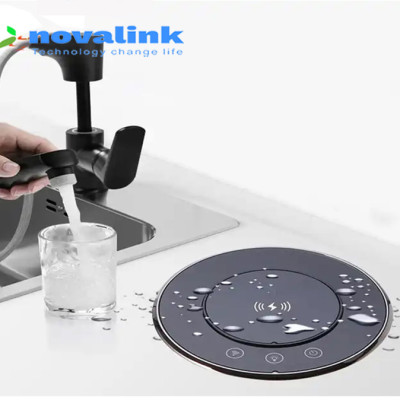 Ổ điện âm bàn đảo bếp nâng hạ cảm ứng, điều khiển qua app, tích hợp sạc không dây Novalink WTWF-B. Nhập khẩu chính hãng