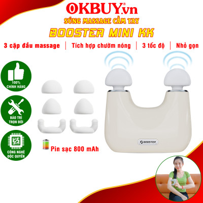 Máy massage cầm tay 2 đầu Booster mini KK, lực đấm mạnh, thiết kế nhỏ gọn sang trọng 3 tốc độ, 3 bộ đầu massage thư giãn
