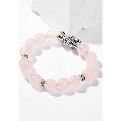 Vòng Tay Phong Thủy Đá Thạch Anh Hồng Phối Charm Tỳ Hưu Bạc (10mm) Mệnh Hỏa, Thổ Ngọc Quý Gemstones