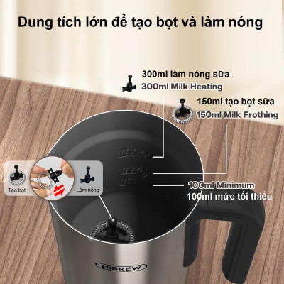 Máy tạo bọt sữa Nóng và Lạnh 4 trong 1 Thương hiệu Mỹ cao cấp HiBREW - M3A - HÀNG NHẬP KHẨU