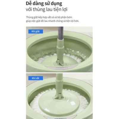 Bộ Cây Lau Nhà Mini Cao Cấp Tiện Lợi Màu Mint Kèm 2 Bông Lau ETM 498MIT ( cam kết hàng chính hãng, y hình)